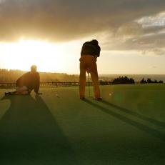 UNITED STATES - JANUARY 05:  Sergio Garcia takes in some extra putting as the sun sets after the first round of the Mercedes Championships, January 5,2006, held at The Plantation Course at Kapalua, Maui, Hawaii.  (Photo by Stan Badz/PGA)