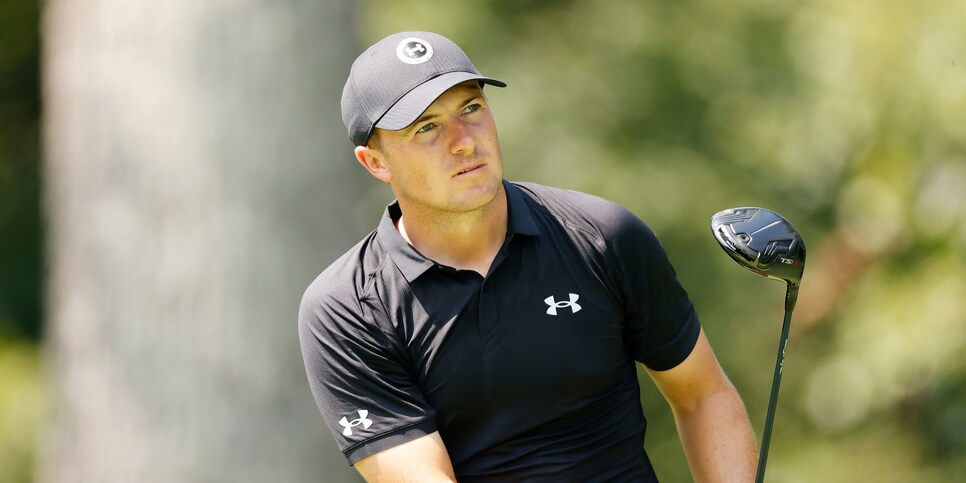 OWINGS MILLS, MARYLAND - AUGUST 26: Jordan Spieth of the United States plays his shot from the second tee during the first round of the BMW Championship at Caves Valley Golf Club on August 26, 2021 in Owings Mills, Maryland. (Photo by Tim Nwachukwu/Getty Images)