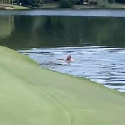 Yes, that's a Korn Ferry Tour player going for an actual swim during a tournament