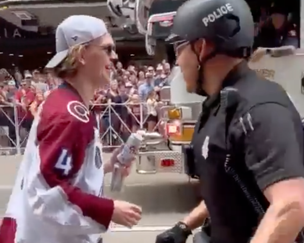 'I play for the team': Cop stops Avs defenseman Bo Byram at parade, doesn't realize he plays for the Avs