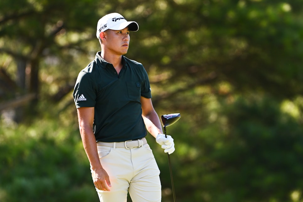 MEMPHIS, TENNESSEE - AUGUST 12: Collin Morikawa watches his ball at the 17th tee during the second round of the FedEx St. Jude Championship at TPC Southwind on August 12, 2022 in Memphis, Tennessee. (Photo by Tracy Wilcox/PGA TOUR via Getty Images)