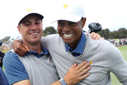 Justin Thomas on why he and Jordan Spieth are already at a trash-talking disadvantage against Tiger and Rory is perfect