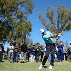 NEWPORT BEACH, CALIFORNIA - MARCH 06: Retief Goosen of South Africa plays his shot from the fairway on the sixth hole during the final round at Newport Beach Country Club on March 06, 2022 in Newport Beach, California. (Photo by Katelyn Mulcahy/Getty Images)
