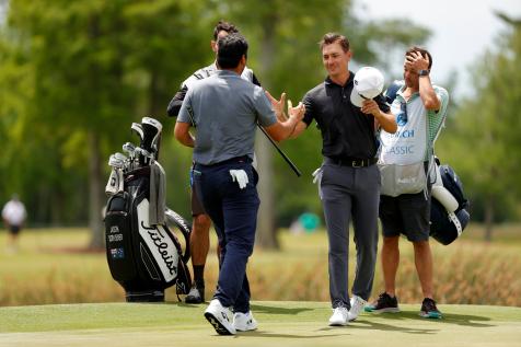 Jason Day in the mix with little-known partner, X-Cantlay own the lead and Jay Haas sets a record for the ages