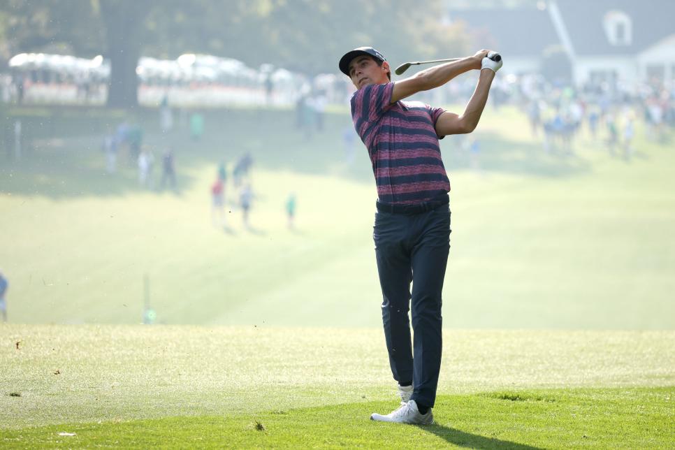 AUGUSTA, GEORGIA - APRIL 08: Joaquin Niemann of Chile plays a shot on the first hole during the first round of the Masters at Augusta National Golf Club on April 08, 2021 in Augusta, Georgia. (Photo by Kevin C. Cox/Getty Images)