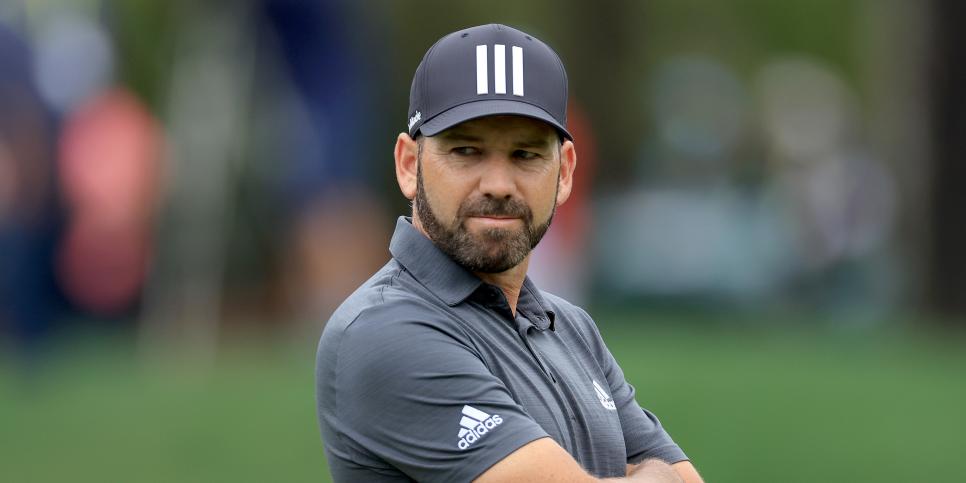 PONTE VEDRA BEACH, FLORIDA - MARCH 10: Sergio Garcia of Spain waits to putt on the par 4, 14th hole during the first round of THE PLAYERS Championship at TPC Sawgrass on March 10, 2022 in Ponte Vedra Beach, Florida. (Photo by David Cannon/Getty Images)