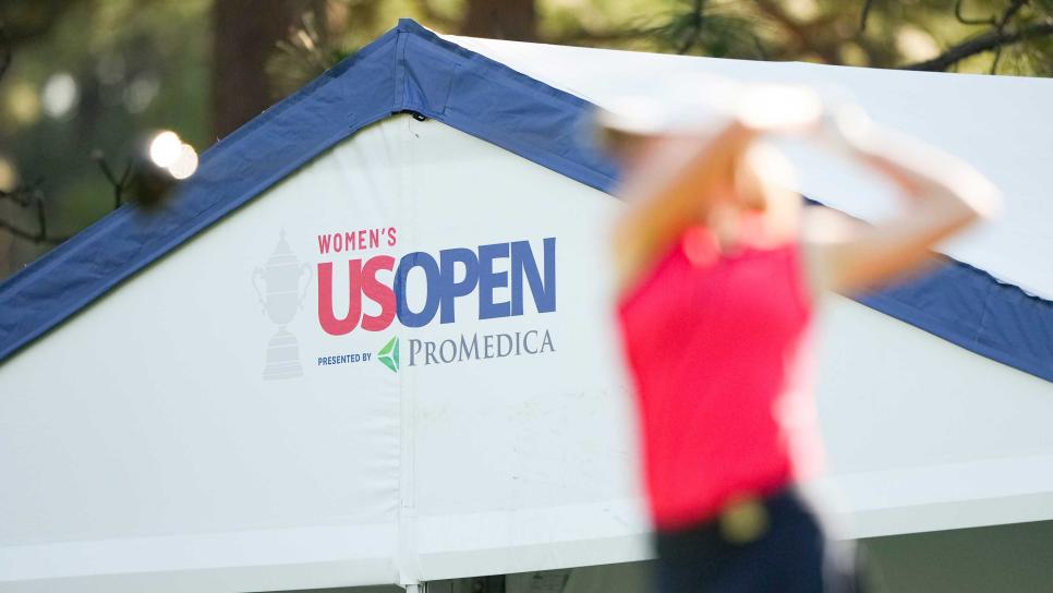 A player hits a shot during a practice round at the 2022 U.S. Women's Open Presented by ProMedica at Pine Needles Lodge & Golf Club in Southern Pines, N.C. on Monday, May 30, 2022. (Darren Carroll/USGA)