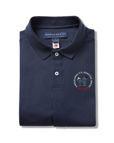MagnaReady’s adaptive polo features clever magnetic closures—now with commemorative U.S. Adaptive Open Logo