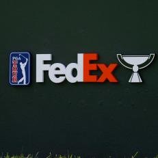 CROMWELL, CT - JUNE 23: PGA Tour FedEx Cup logo on the 18th tee box during the First Round of the Travelers Championship on June 23, 2022, at TPC River Highlands in Cromwell, CT. (Photo by Fred Kfoury III/Icon Sportswire via Getty Images)