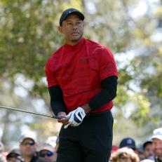 AUGUSTA, GEORGIA - APRIL 10: Tiger Woods follows his shot from the fourth tee during the final round of the Masters at Augusta National Golf Club on April 10, 2022 in Augusta, Georgia. (Photo by Jamie Squire/Getty Images)
