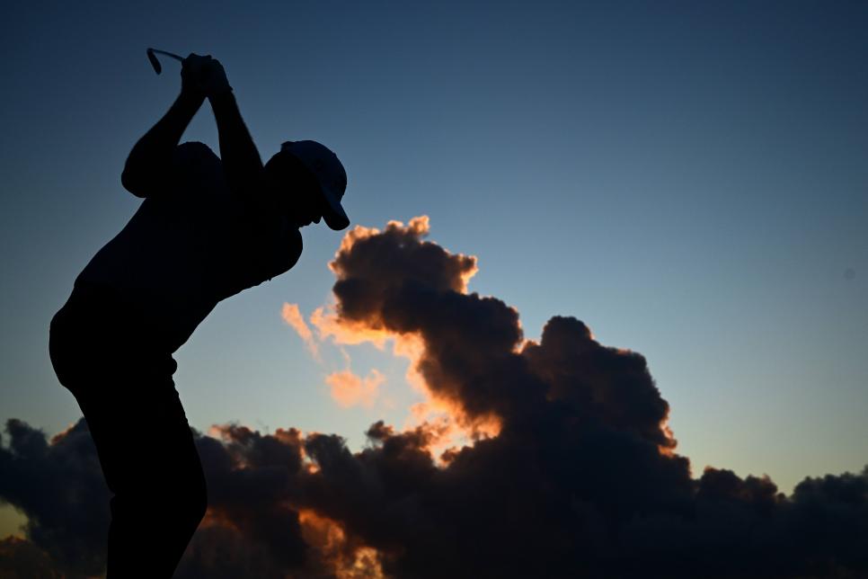 BEL OMBRE, MAURITIUS - DECEMBER 15: Garrick Porteous of England practices on the range on Day Two of the AfrAsia Bank Mauritius Open 2024 at Heritage La Reserve Golf Club on December 15, 2023 in Bel Ombre, Mauritius. (Photo by Stuart Franklin/Getty Images)