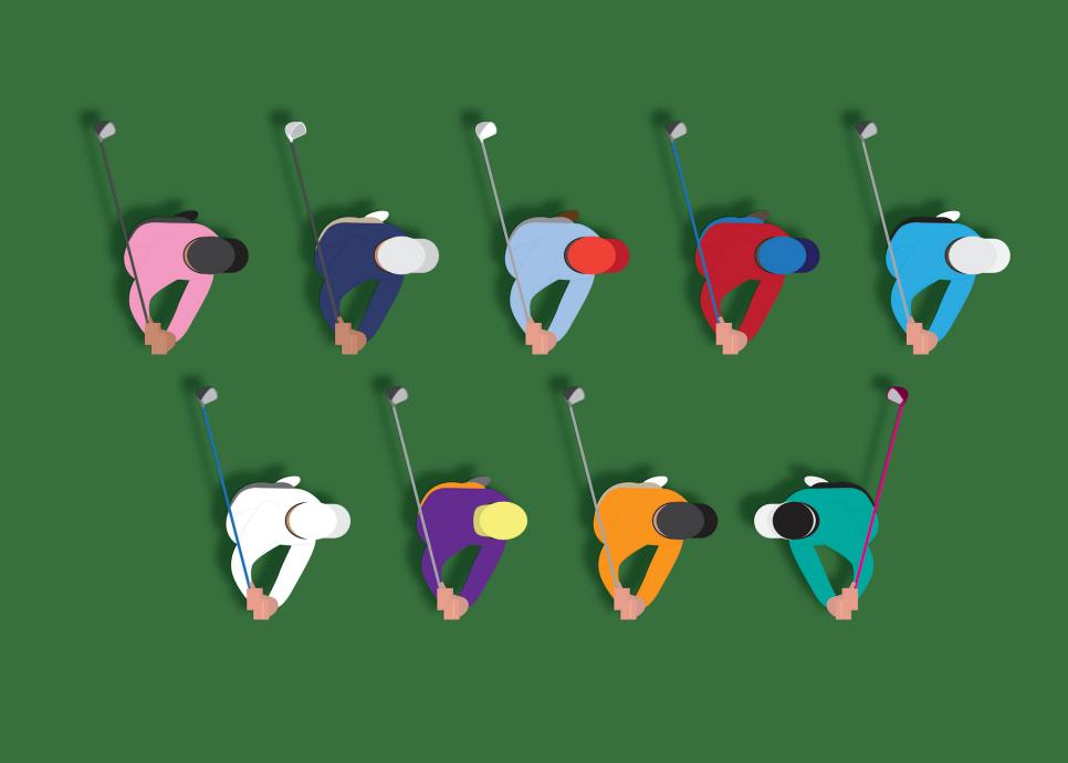 A selection of 10 different golfer types