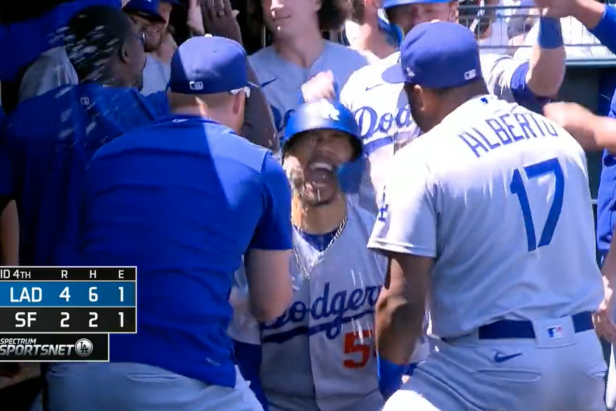 Dodgers' celebration after Kiké Hernández home run was out of this