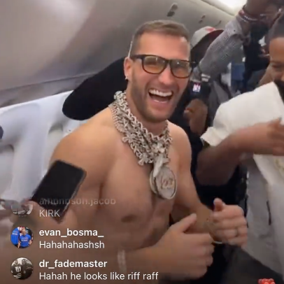 Kirk Cousins' viral topless celebration on a plane after Vikings win