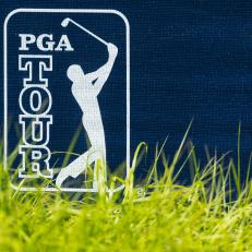 NEWBURGH, INDIANA - AUGUST 31: PGA TOUR signage is seen on the 18th hole prior to the Korn Ferry Tour Championship presented by United Leasing and Financing at Victoria National Golf Club on August 31, 2022 in Newburgh, Indiana. (Photo by James Gilbert/PGA TOUR via Getty Images)