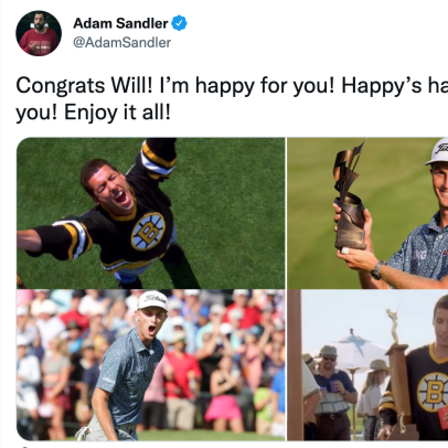 Happy Gilmore (AKA Adam Sandler) tweets congratulations to former caddie after FedEx St. Jude Championship win