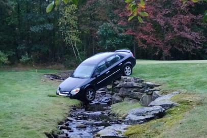 Wedding argument at Pennsylvania golf course reportedly ends with man driving car into creek fronting 17th green