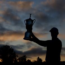 LOS ANGELES, CALIFORNIA - JUNE 18: Wyndham Clark of the United States poses with the trophy after winning the 123rd U.S. Open Championship at The Los Angeles Country Club on June 18, 2023 in Los Angeles, California. (Photo by Andrew Redington/Getty Images)