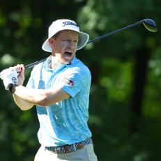 SILVIS, ILLINOIS - JULY 05: Peter Malnati of the United States reacts to his tee shot on the sixth hole during the second round of the John Deere Classic at TPC Deere Run on July 05, 2024 in Silvis, Illinois. (Photo by Stacy Revere/Getty Images)