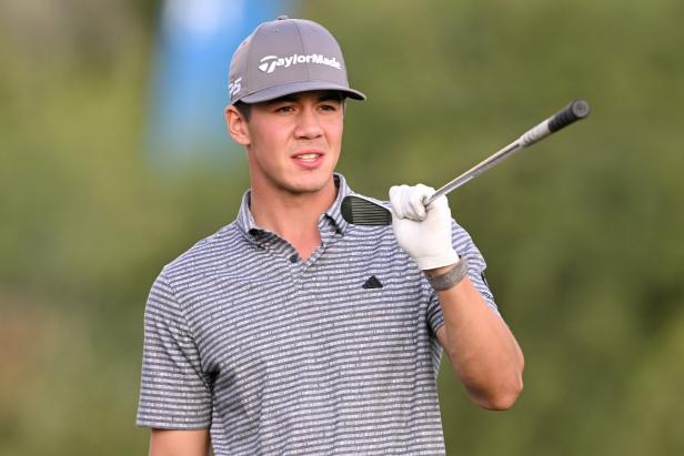 An American amateur and Stanford junior, Michael Thorbjornsen, tied for the lead at Hero Dubai Desert Classic