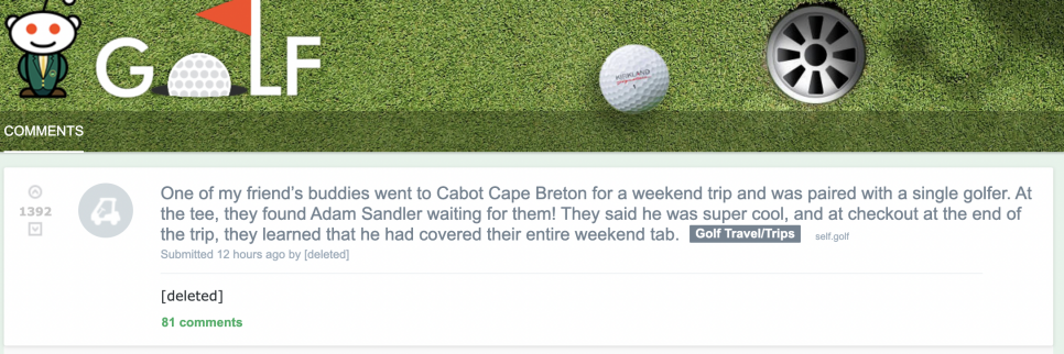 Golfer paired with random single at top Cabot course … and it turns out it’s Adam Sandler – Australian Golf Digest