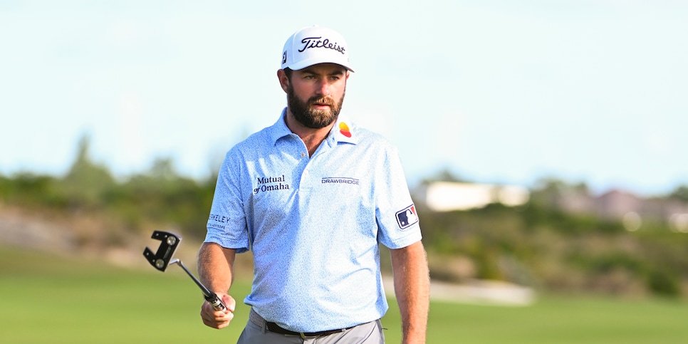 NASSAU, BAHAMAS - DECEMBER 01: Cameron Young at the 18th green during the first round of the Hero World Challenge at Albany on December 1, 2022 in Nassau, New Providence, Bahamas. (Photo by Tracy Wilcox/PGA TOUR via Getty Images)