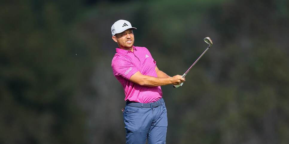 LAHAINA, HAWAII - JANUARY 06: Xander Schauffele of the United States plays a second shot on the fourth hole during the second round of the Sentry Tournament of Champions at Plantation Course at Kapalua Golf Club on January 06, 2023 in Lahaina, Hawaii. (Photo by Andy Lyons/Getty Images)