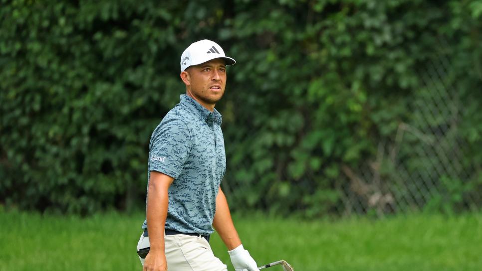 OLYMPIA FIELDS, ILLINOIS - AUGUST 19: Xander Schauffele of the United States walks across the fourth hole during the third round of the BMW Championship at Olympia Fields Country Club on August 19, 2023 in Olympia Fields, Illinois. (Photo by Stacy Revere/Getty Images)
