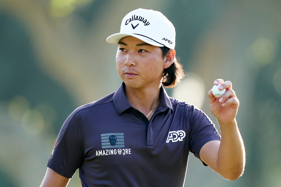 CADIZ, SPAIN - OCTOBER 14:  Min Woo Lee of Australia shows appreciation to the fans during Day Two of the Estrella Damm N.A. AndalucÃ­a Masters at Real Club Valderrama on October 14, 2022 in Cadiz, Spain. (Photo by Jose Manuel Alvarez/Quality Sport Images/Getty Images)