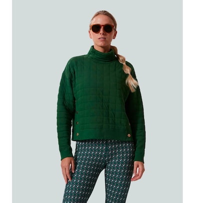 Tuckernuck Women's Fairway Green Quilted Funnel Neck Pullover