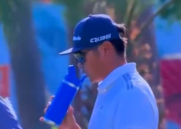This pro's pre-shot water-sipping routine is apparently very real
