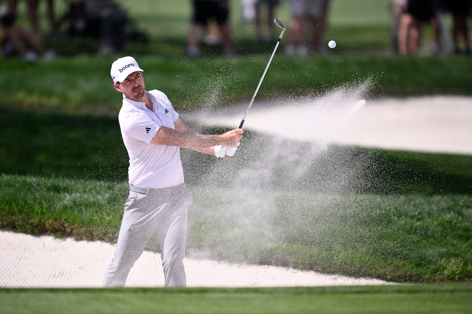 ORLANDO, FLORIDA - MARCH 05: Nick Taylor of Canada plays a shot from a bunker on the sixth hole during the first round of the Arnold Palmer Invitational presented by Mastercard 2026 at Arnold Palmer Bay Hill Golf Course on March 05, 2026 in Orlando, Florida. (Photo by Orlando Ramirez/Getty Images)
