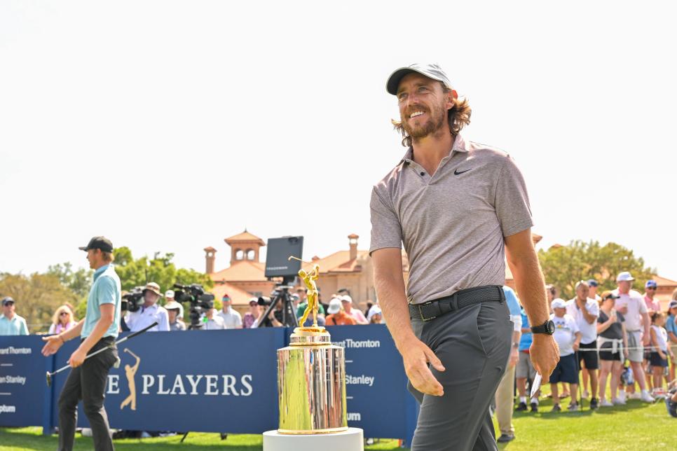 PONTE VEDRA BEACH, FLORIDA - MARCH 12: Tommy Fleetwood of England walks to the first the during the final round of THE PLAYERS Championship at Stadium Course at TPC Sawgrass on March 12, 2023 in Ponte Vedra Beach, Florida. (Photo by Ben Jared/PGA TOUR via Getty Images)