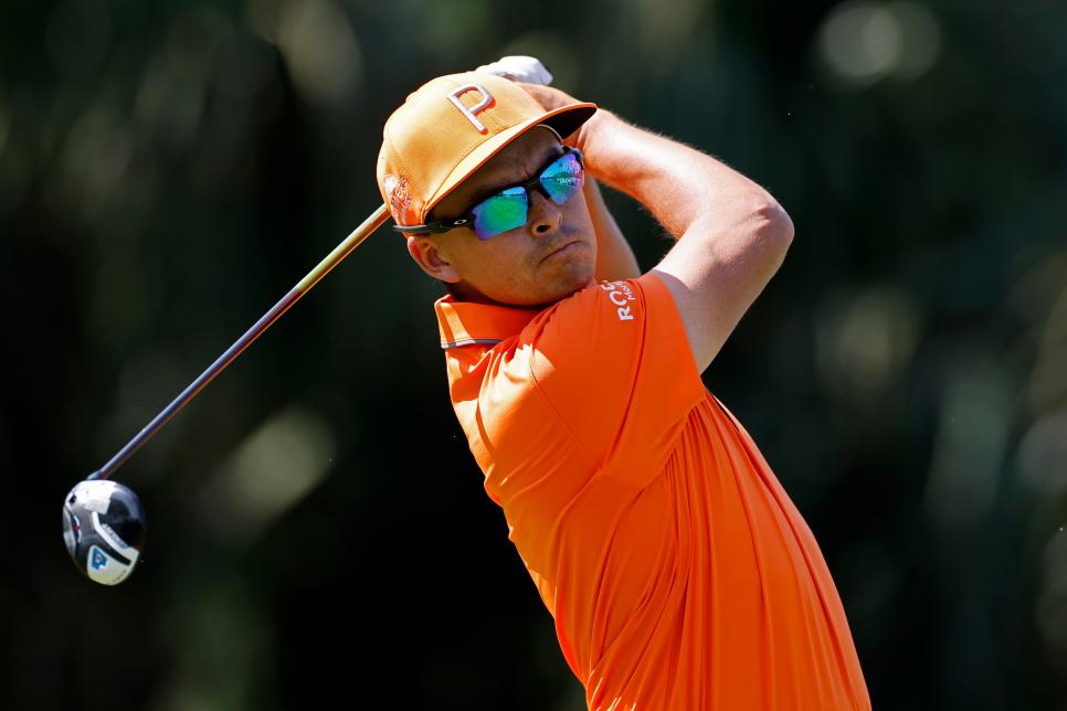 PONTE VEDRA BEACH, FL - MARCH 12: Rickie Fowler of the United States hits a drive at the 7th hole during the final round of THE PLAYERS Championship on THE PLAYERS Stadium Course at TPC Sawgrass on March 12, 2023 in Ponte Vedra Beach, Florida. (Photo by Joe Robbins/Icon Sportswire via Getty Images)