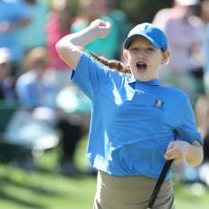 AUGUSTA, GEORGIA - APRIL 02:  Natalie Martin of the Girls 10-11 group competes during the Drive, Chip and Putt Championship at Augusta National Golf Club at Augusta National Golf Club on April 02, 2023 in Augusta, Georgia. (Photo by Christian Petersen/Getty Images)