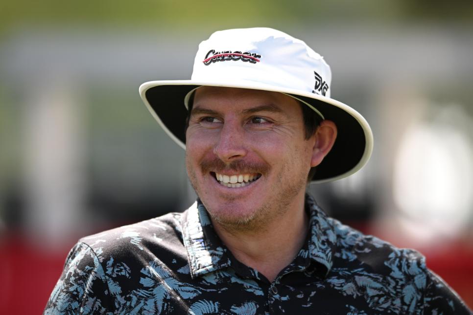 NAPA, CALIFORNIA - SEPTEMBER 14: Joel Dahmen of the United States smiles prior to the Fortinet Championship at Silverado Resort and Spa North course on September 14, 2022 in Napa, California. (Photo by Orlando Ramirez/Getty Images)