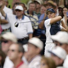 FT. WORTH, TX - MAY 22:  Annika Sorenstam hits a shot during the Bank of America Colonial at the Colonial Country Club on May 22, 2003 in Ft. Worth, Texas.  (Photo by Andy Lyons/Getty Images)