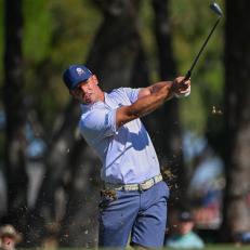 ADELAIDE, AUSTRALIA - APRIL 21: Bryson DeChambeau of Crushers GC plays a shot from the fairway during day one of Liv Golf Adelaide at The Grange Golf Course on April 21, 2023 in Adelaide, Australia. (Photo by Asanka Ratnayake/Getty Images)