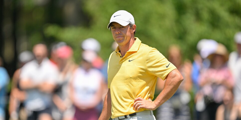 DUBLIN, OHIO - JUNE 04: Rory McIlroy of Northern Ireland stands on the first green during the final round of the the Memorial Tournament presented by Workday at Muirfield Village Golf Club on June 4, 2023 in Dublin, Ohio. (Photo by Ben Jared/PGA TOUR via Getty Images)