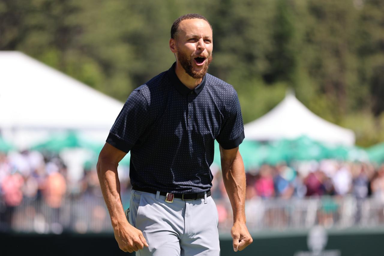 Ecstatic Steph Curry sinks walk-off eagle to win celebrity golf tournament