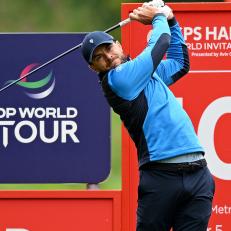 BALLYMENA, NORTHERN IRELAND - AUGUST 18: Laurie Canter of England tees off on the 10th hole on Day Two of the ISPS HANDA World Invitational presented by AVIV Clinics at Galgorm Castle Golf Club on August 18, 2023 in United Kingdom. (Photo by Octavio Passos/Getty Images)