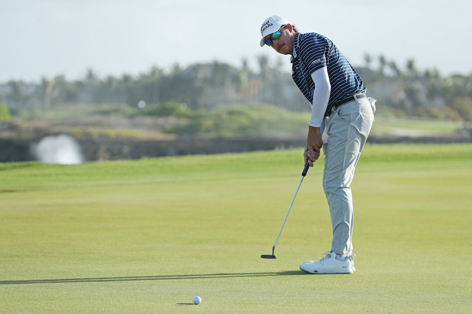 PUNTA CANA, DOMINICAN REPUBLIC - APRIL 20: Joel Dahmen of the United States misses a par putt on the 18th green during the final round of the Corales Puntacana Championship 2025 at Puntacana Resort & Club, Corales Golf Course on April 20, 2025 in Punta Cana, Dominican Republic. (Photo by Bryan M. Bennett/Getty Images)