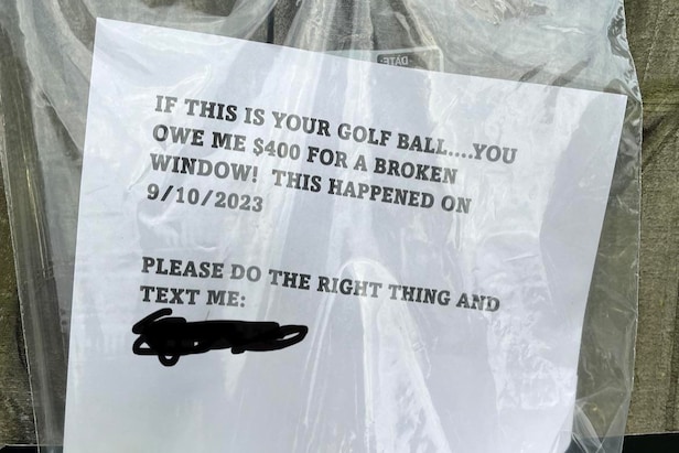 owner-of-golf-course-home-posts-sign-asking-for-reimbursement-for-broken-window.-do-they-have-a-case?