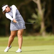 TADWORTH, ENGLAND - AUGUST 13: Lilia Vu of the United States plays her second shot on the 6th hole on Day Four of the AIG Women's Open at Walton Heath Golf Club on August 13, 2023 in Tadworth, England. (Photo by Oisin Keniry/R&A/R&A via Getty Images)