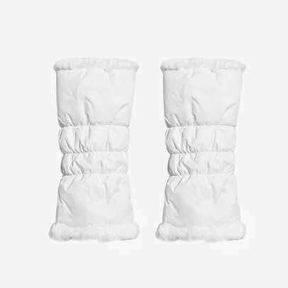 Warmth white reversible faux fur leg warmers