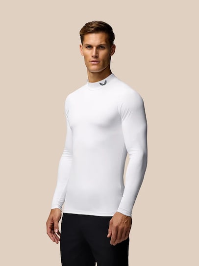 Castore Men's Golf Long Sleeve Mock Neck Base Layer - White