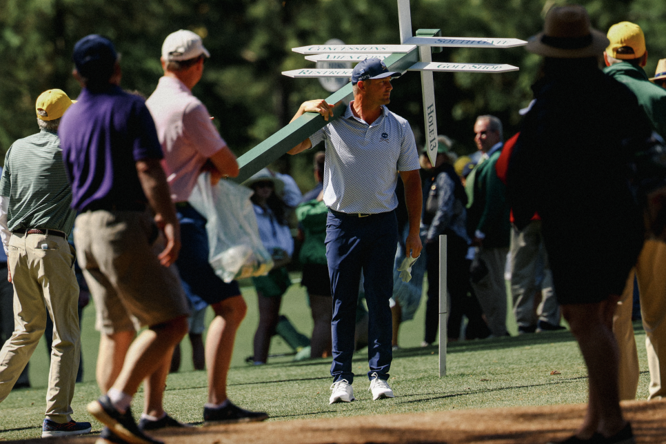 Masters 2024 Bryson DeChambeau rips sign from ground in wild second