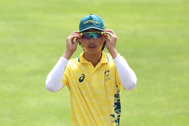 Min Woo Lee is still rocking his Australia Olympic golf bag at the Wyndham Championship