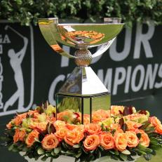 ATLANTA, GA - SEPTEMBER 24: The FedEx Cup trophy is on display before the final round of the PGA Tour Championship. The Tour Championship is the final event of the FedEx Cup playoffs and is being held at East Lake Golf Club in Atlanta, Georgia. (Photo by Michael Wade/Icon Sportswire via Getty Images)