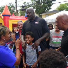 ATLANTA, GA - AUGUST 24: Shaquille O'Neal attends Shaq's Papa John's Pizza Grand Opening on August 24, 2019 in Atlanta, Georgia.(Prince Williams/Wireimage)